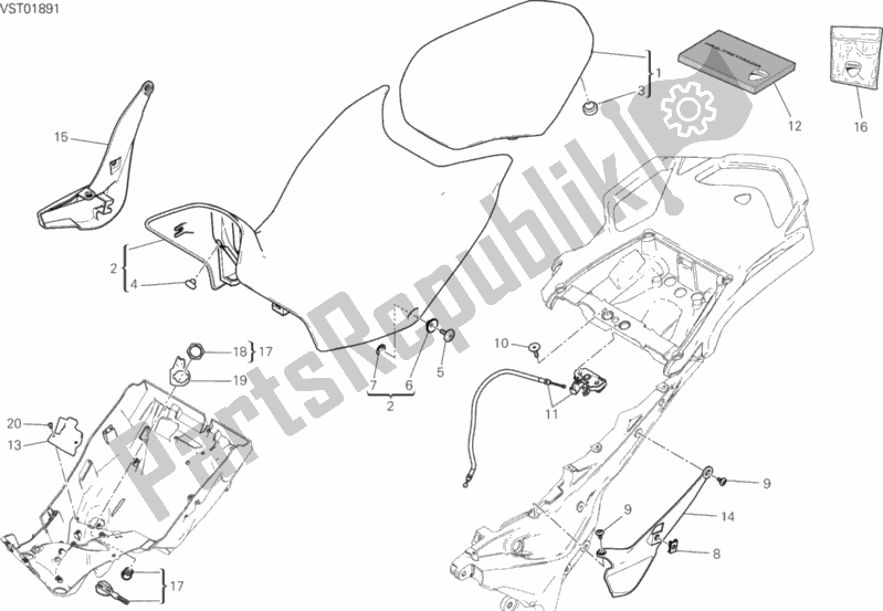 Toutes les pièces pour le Siège du Ducati Multistrada 1260 Enduro Touring 2020
